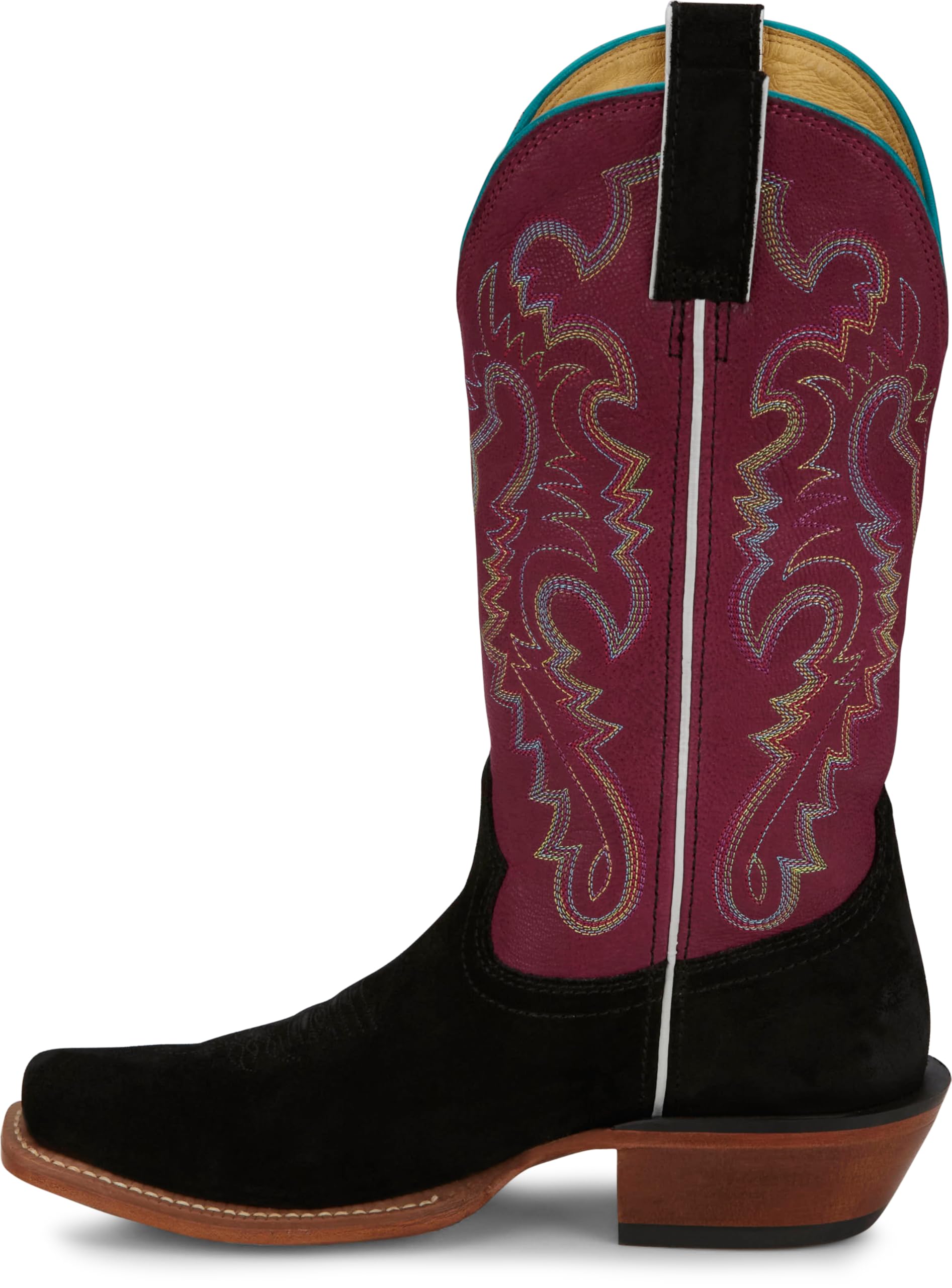 Justin Annie Up 13" Medium Square Toe Western Boot for Women - Goat Leather Western Boots with Suede Vamps & Ortholite Insole - Image 3