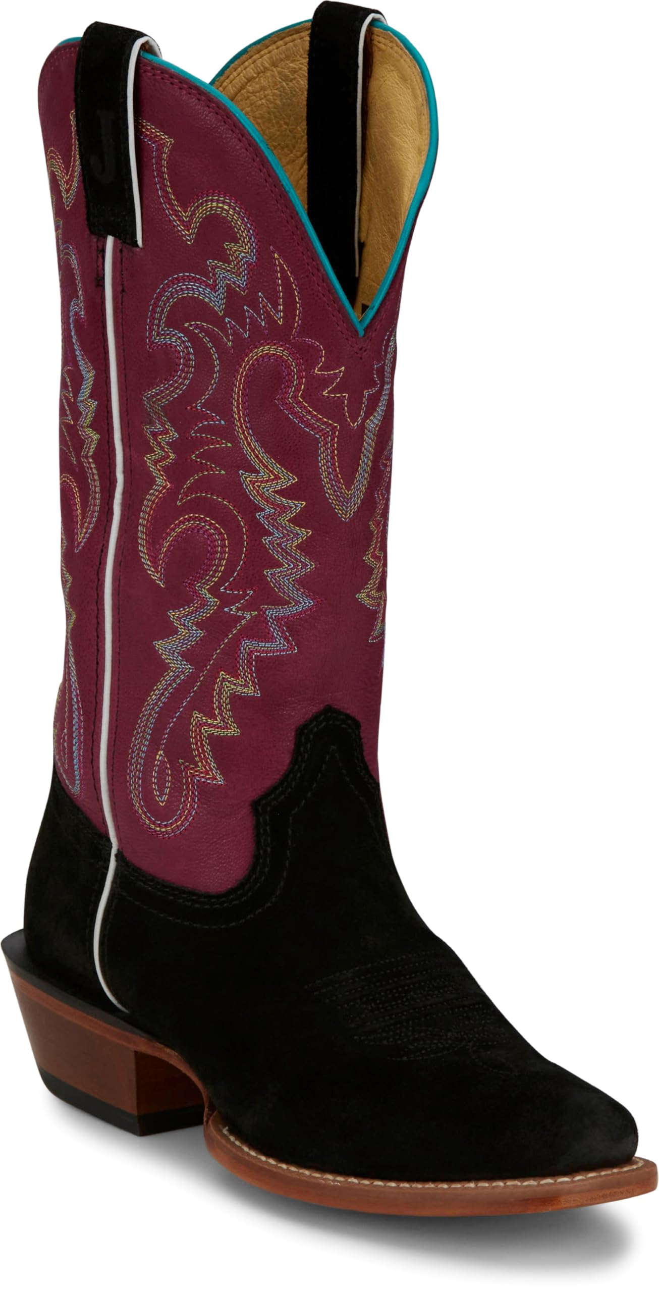 Justin Annie Up 13" Medium Square Toe Western Boot for Women - Goat Leather Western Boots with Suede Vamps & Ortholite Insole - Image 8