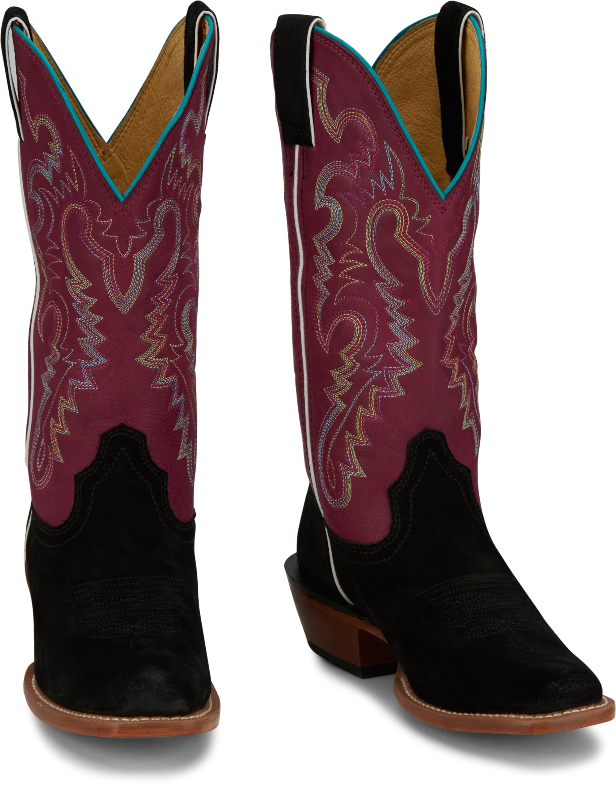 Justin Annie Up 13" Medium Square Toe Western Boot for Women - Goat Leather Western Boots with Suede Vamps & Ortholite Insole - Image 9