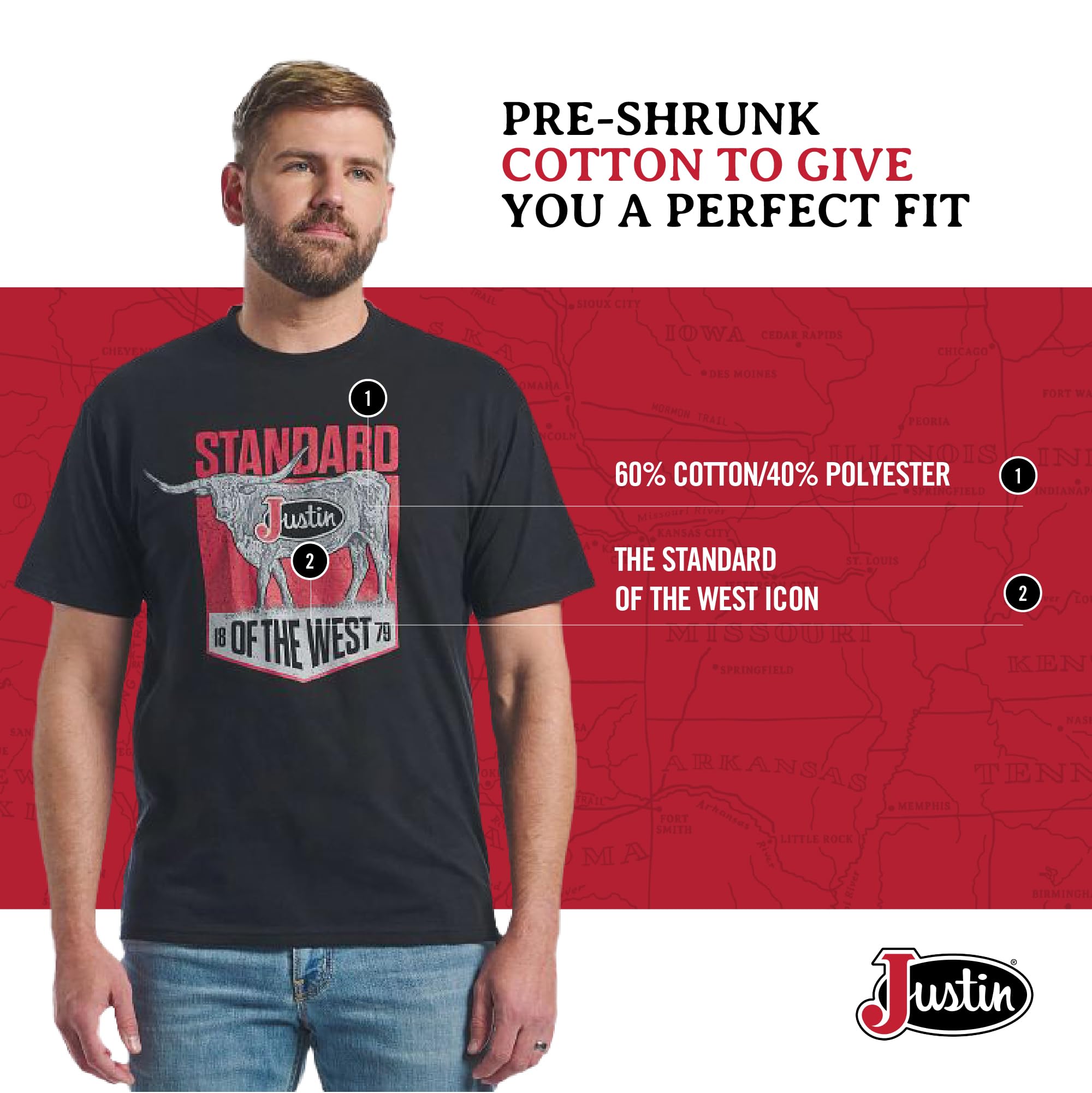 Justin J-G3232 Standard of The West Tee for Men - Stylish Fashion T-Shirts, Comfortable Casual Wear - Image 3