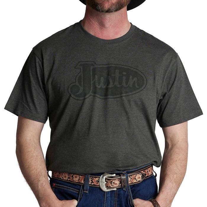 Justin Logo Tee for Men - Comfortable Western Style T-Shirt, Soft Cotton-Polyester Blend, Tagless Neck, Everyday Wear - Image 4