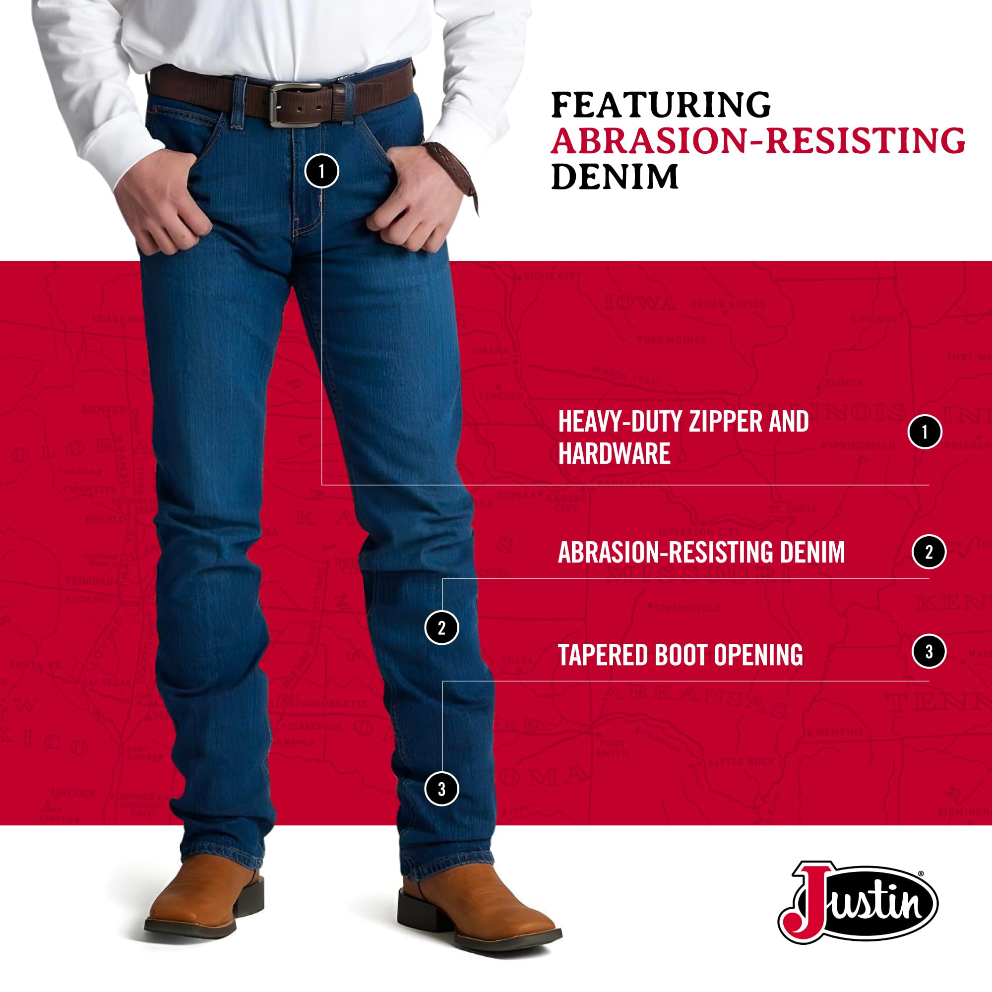 Justin Men's 1879 J2 Straight Leg Jeans - Image 3