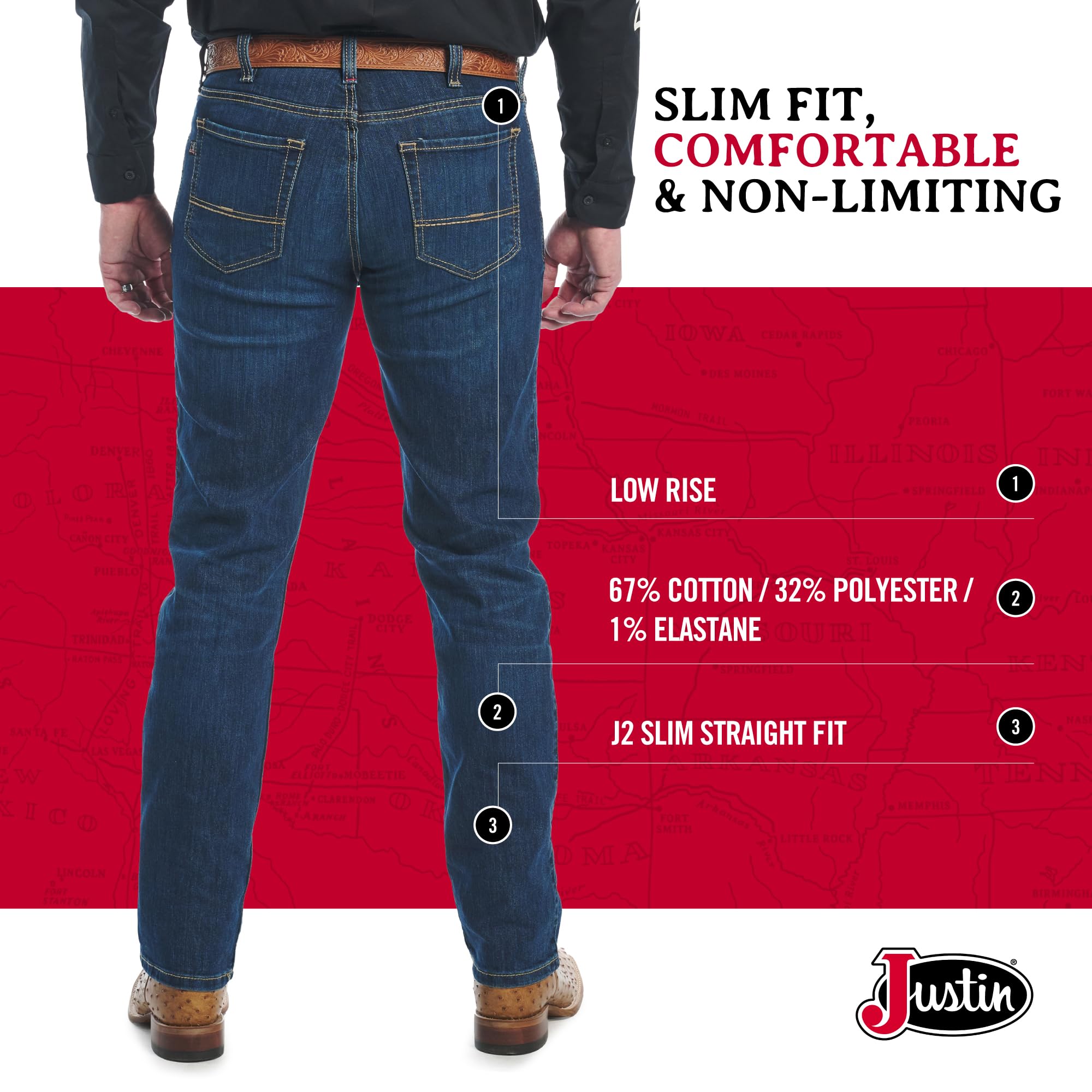 Justin Men's 1879 J2 Straight Leg Jeans - Image 5