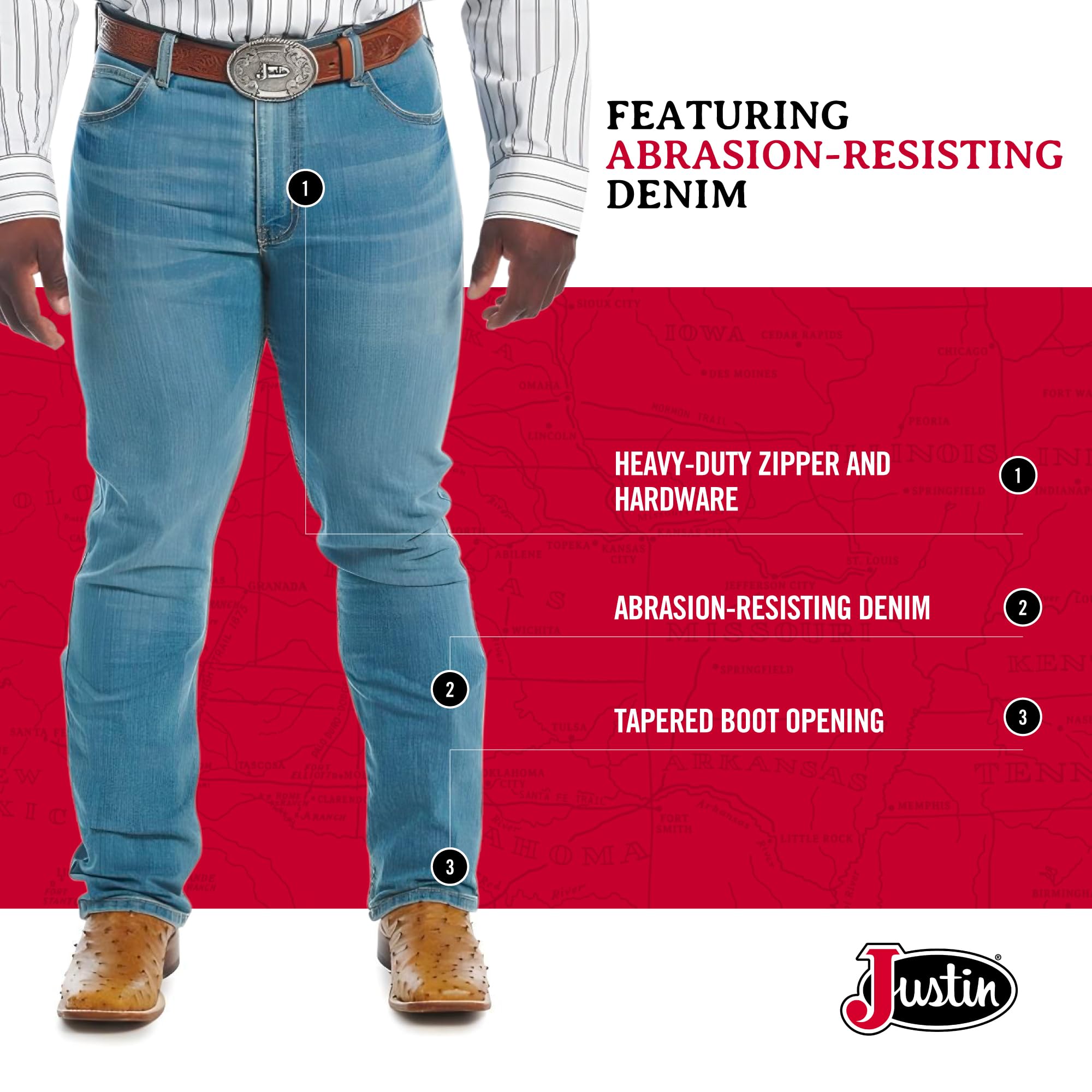 Justin Men's 1879 J2 Straight Leg Jeans - Image 3