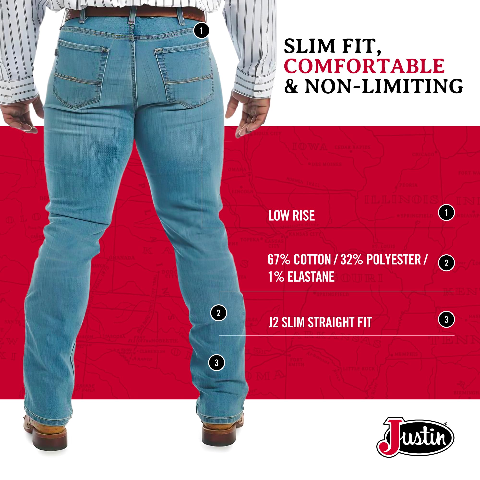 Justin Men's 1879 J2 Straight Leg Jeans - Image 5