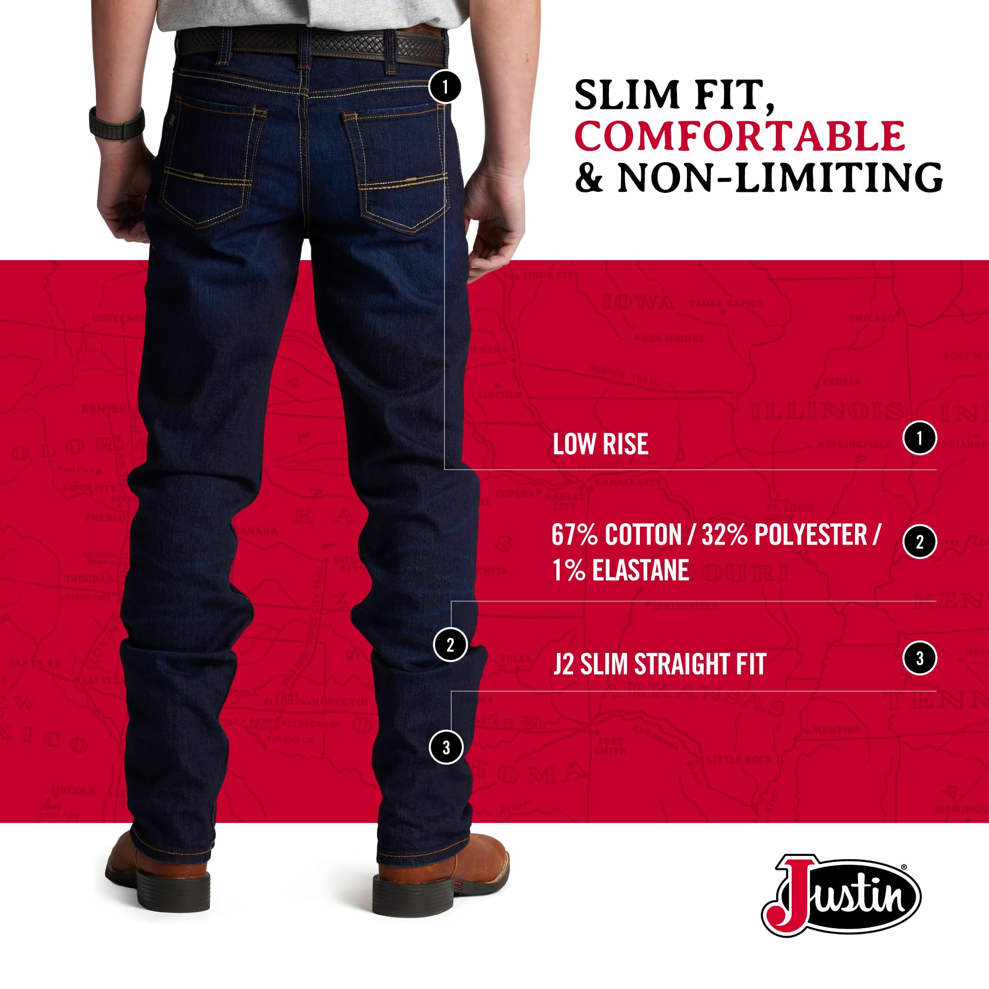 Justin Men's 1879 J2 Straight Leg Jeans - Image 5