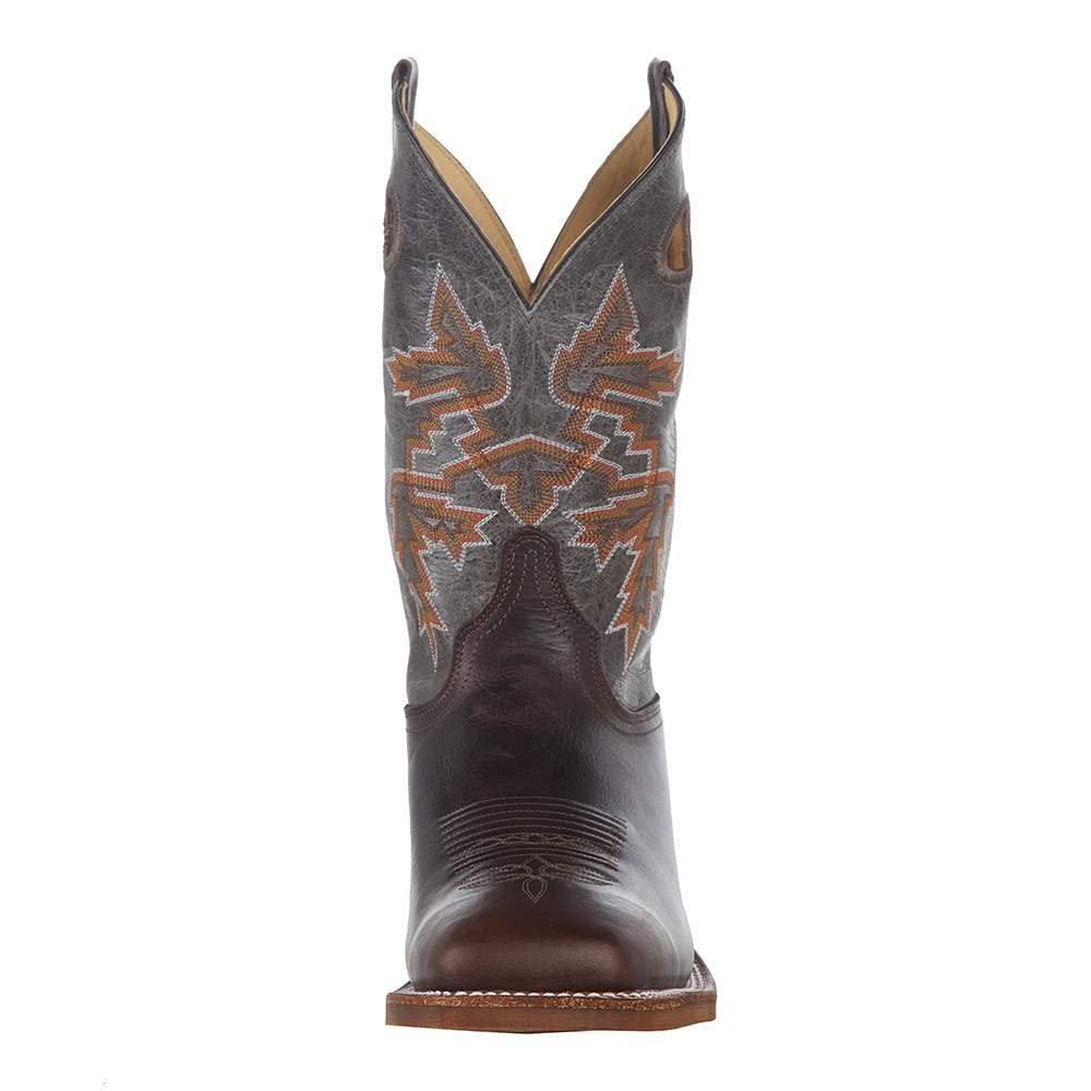 Justin Men's Bender Silver Blue Cowhide with Brown Square Toe Boot - Image 3