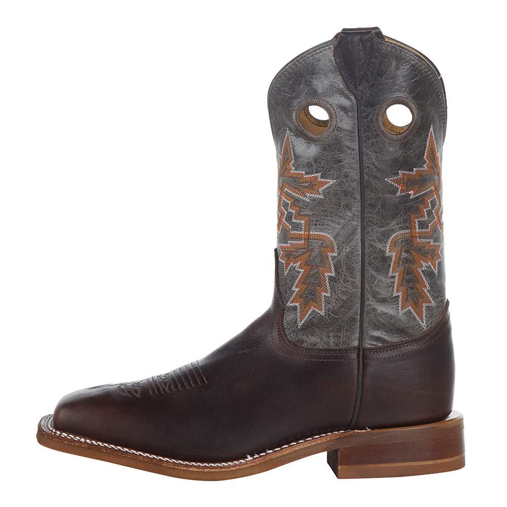 Justin Men's Bender Silver Blue Cowhide with Brown Square Toe Boot - Image 4