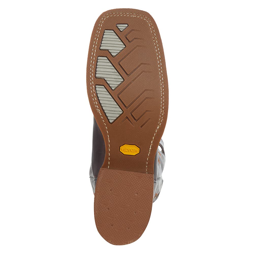 Justin Men's Bender Silver Blue Cowhide with Brown Square Toe Boot - Image 7